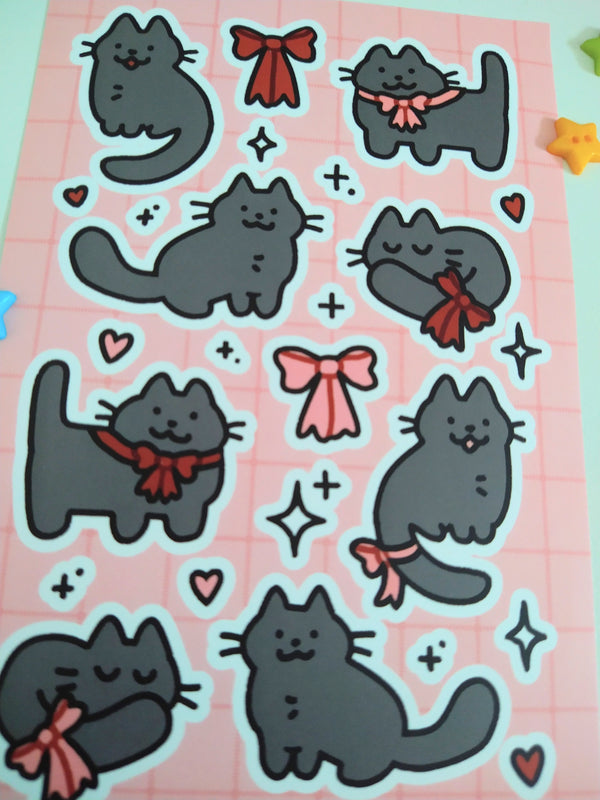 Pretty Bow Kitty (Black Cat) Sticker Sheet