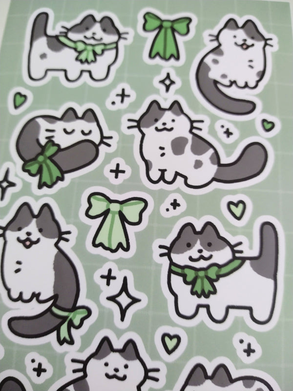 Pretty Bow Kitty (Cow Cat) Sticker Sheet
