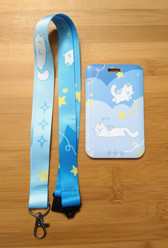 Angel Cat Card Holder + Lanyard