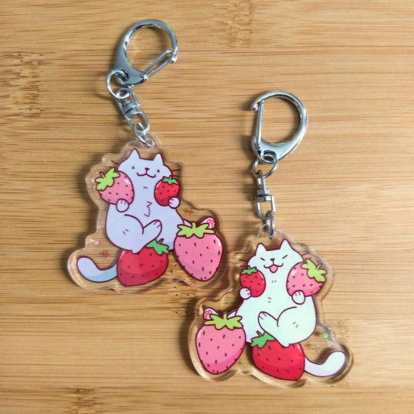 Strawberry Cat Keychain