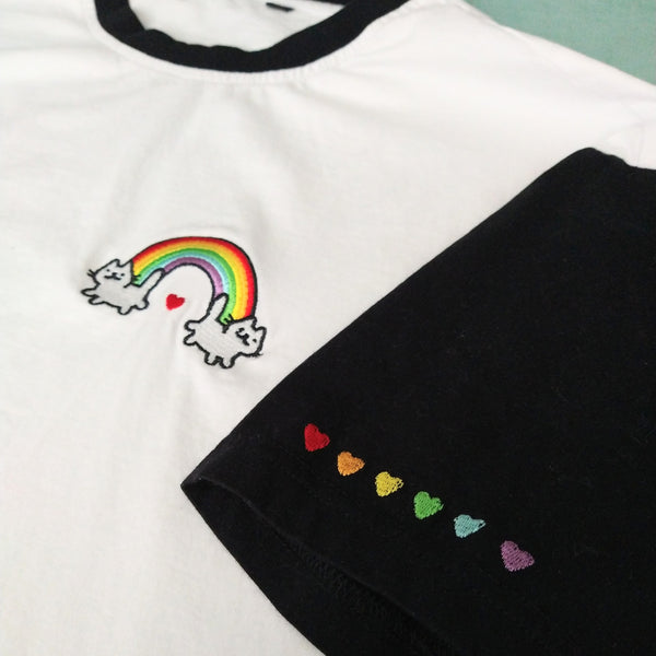Rainbow Kitty Color Block Shirt