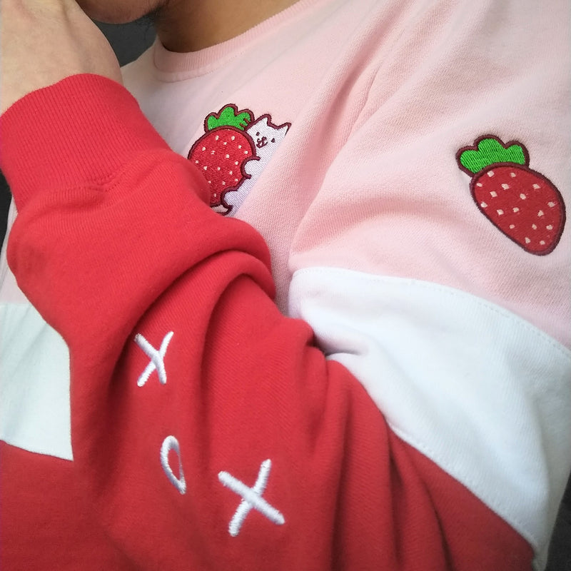 Strawberry Kitty Color Block Sweatshirt