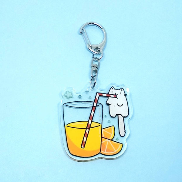 Orange Juice Cat Keychain