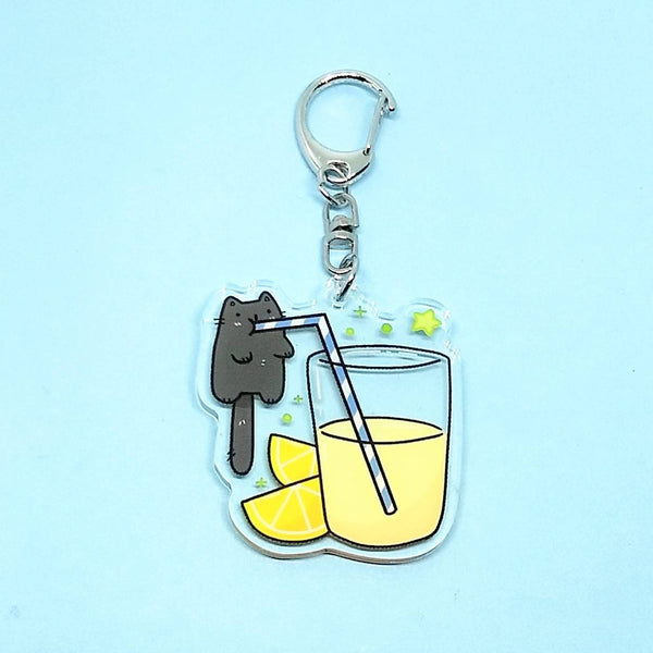 Orange Juice Cat Keychain