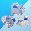 Blue Flower Cat Sticker Set