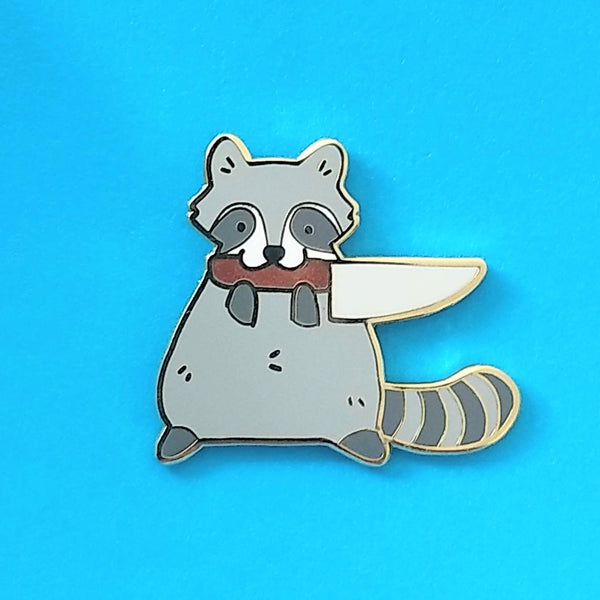 Knife Raccoon Enamel Pin
