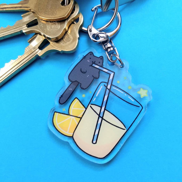 Orange Juice Cat Keychain