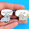 HUH Confused Cat Enamel Pin