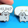 Uh Oh Nervous Cat Enamel Pin