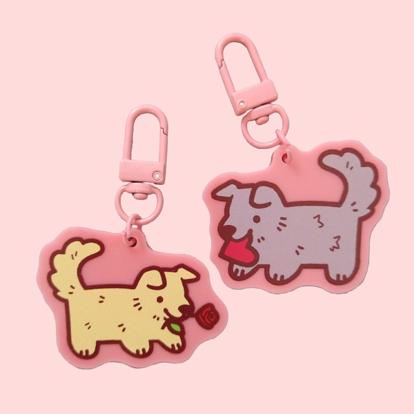 Rose Puppy Keychain