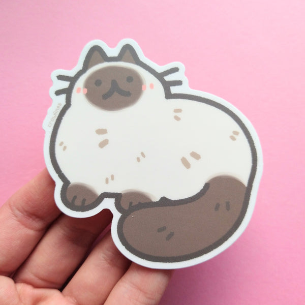 Sticker of a seal point Siamese cat draw in a kawaii style
