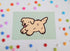 postcard mini print of a cute golden retriever with a light green background