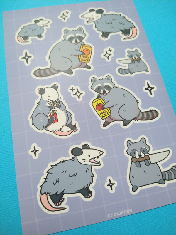 Raccoon Opossum Sticker Sheet