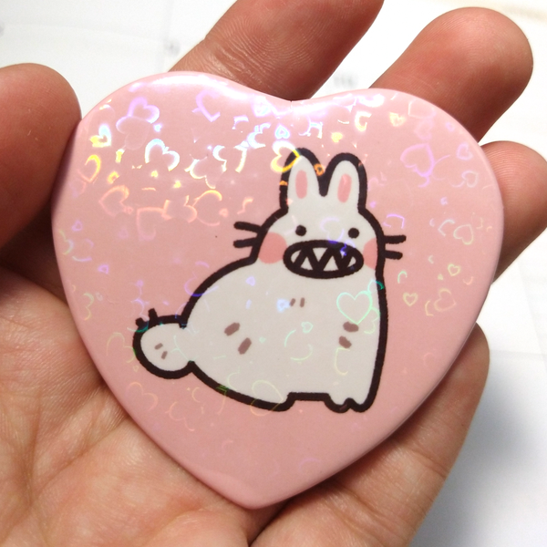 Bunny Bite Heart Pinback Button