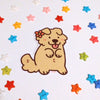 sticker of a golden retriever dog drawn in a cute style