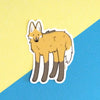 vinyl sticker of a maned wolf drawn in a cute style