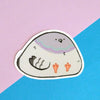 vinyl sticker of an exaggeratedly wide and round pigeon