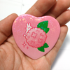 Pink Hydrangea Bunny Heart Pinback Button