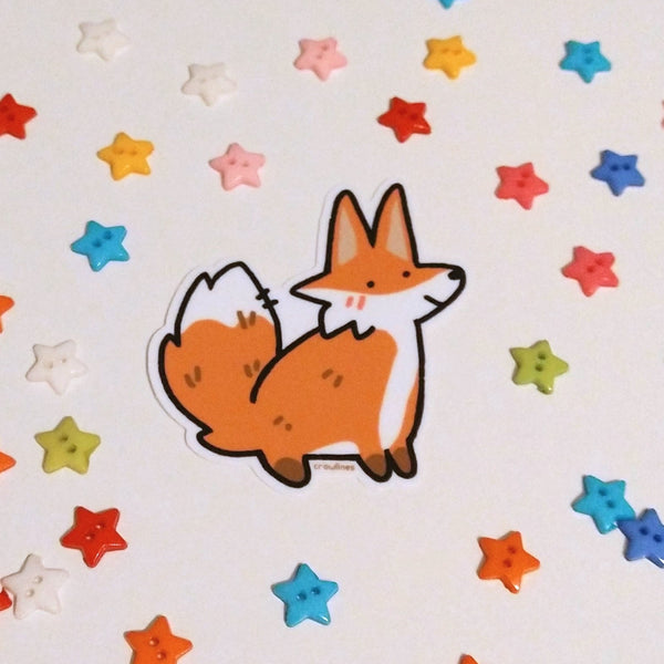 sticker of a red fox drawn in a cute cartoony style