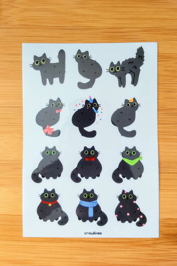 Black Cat Clear Sticker Sheet
