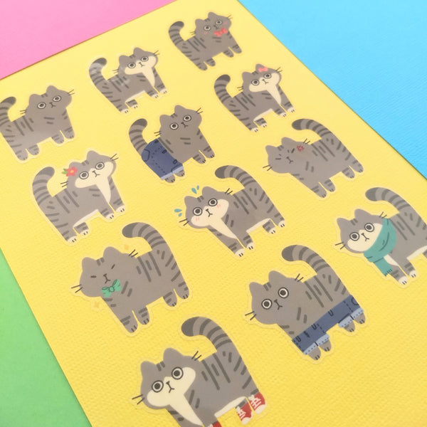 Gray Tabby Cat Sticker Sheet