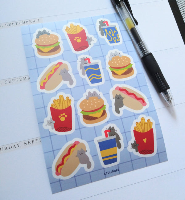 Fast Food Cat Sticker Sheet