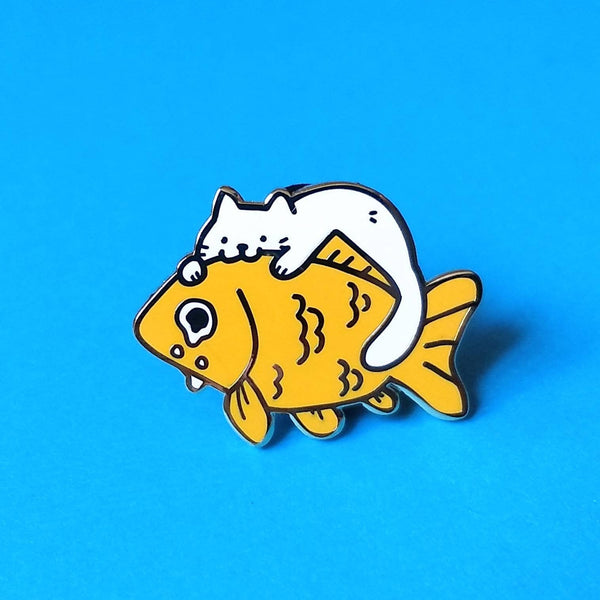 Cat Munch Fish Enamel Pin