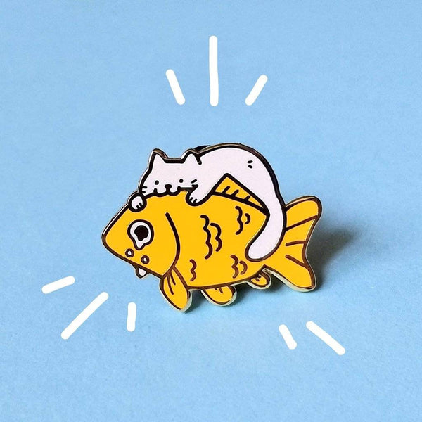 Cat Munch Fish Enamel Pin