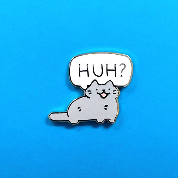 HUH Confused Cat Enamel Pin